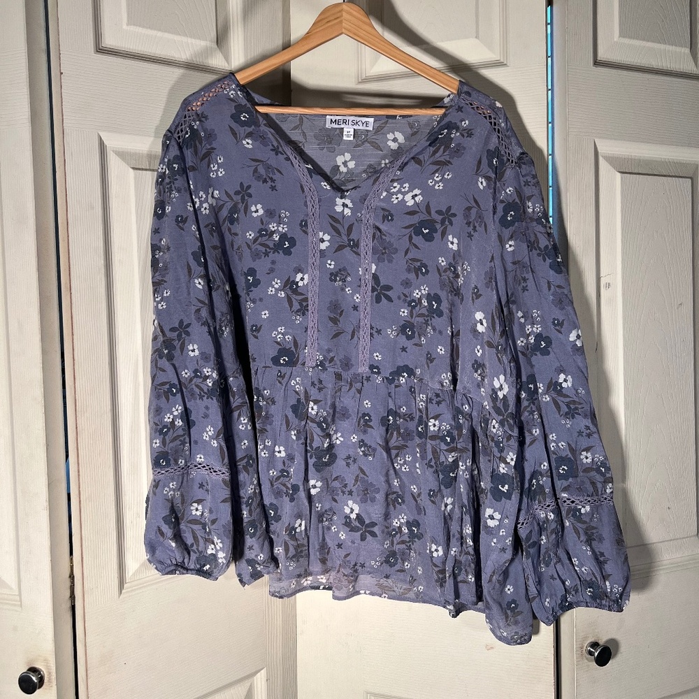 Meriskye Purple Floral Top Size 2XL